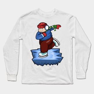 Ice Skater with Sweater Scarf and Hat Long Sleeve T-Shirt